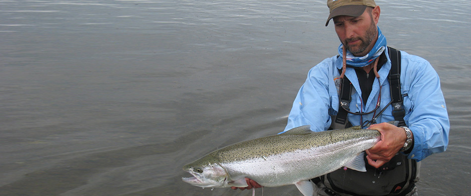 hook sockeye salmon on guided fly fishing in Alaska with Jose Marti